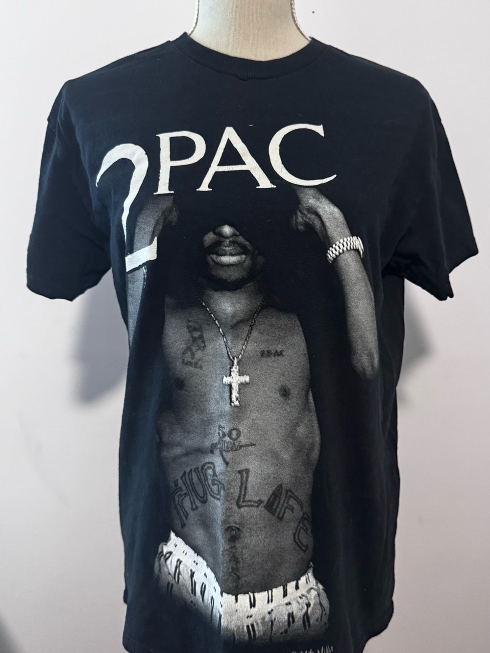 2PAC Black Short Sleeve 100% Cotton Graphic Tee - 2PAC Print - Medium